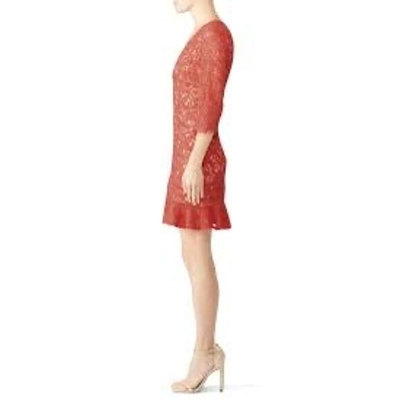 Stylestalker Ari Red Lace V Neck Half Sleeve Sheath‎ Mini Dress Size Medium - Picture 4 of 9